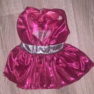 Superman Superhero Shiny Pink & Silver Dog Costume